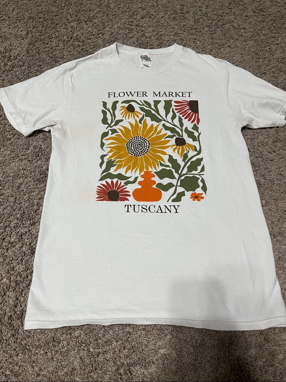 Fruit of the Loom White Sunflower Graphic Tee